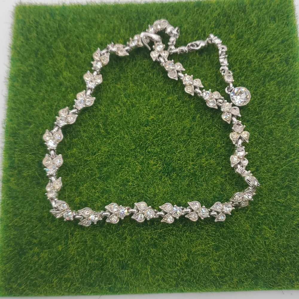 Crystal Cluster Stunning Estate Formal Necklace Bridal Wow! 16 Inch N3612